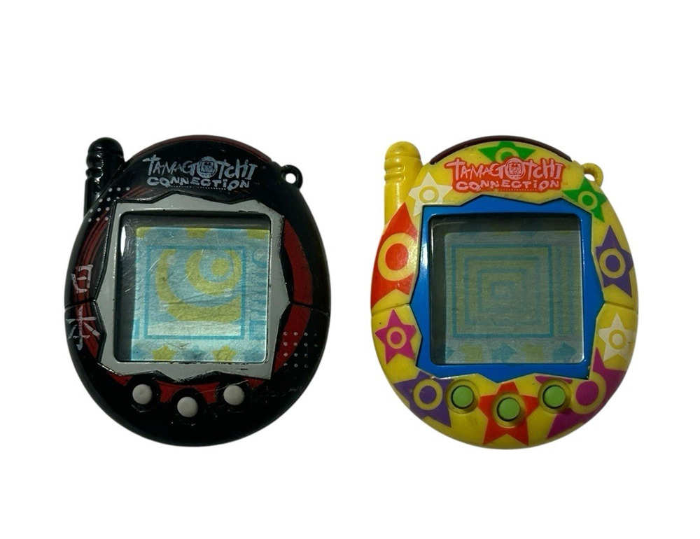Bandai Tamagotchi Connection V3 Nihon Kanji Untested Black &Yellow 2004 Lot of 2